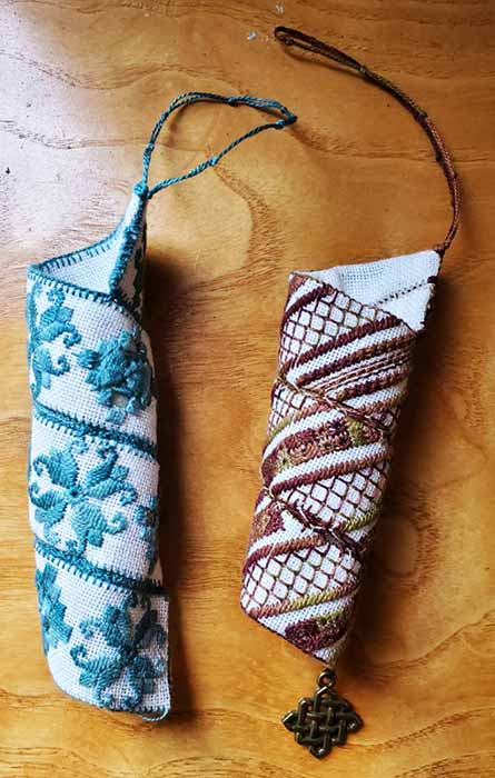 “Water Spiral” and “Earth Spiral” Stitched by Kathryn Lord