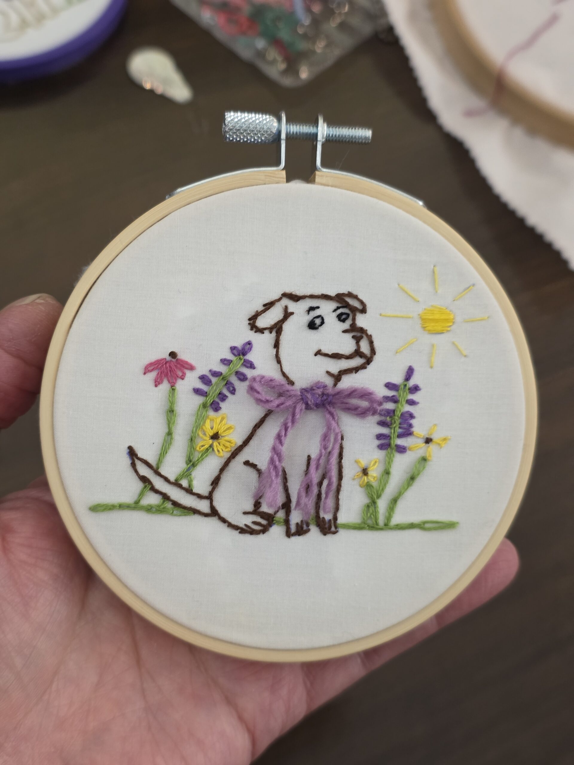 Youths Stitch Floral Dogs & Bookmarks with SOME EGA